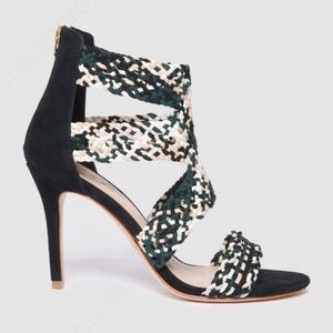 SANDRO Agate Braided Leather Suede Stiletto Sandal